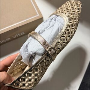 Dolce Vita Metallic Gold Laser-Cut Mary Jane Flat